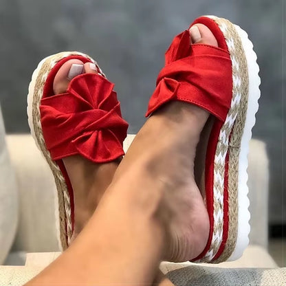 Women Sandals Rosette Platform Sandals Summer Shoes Women Wedge Sandalias Mujer Slides Bige Size Wedges Heels Sandals Footwear