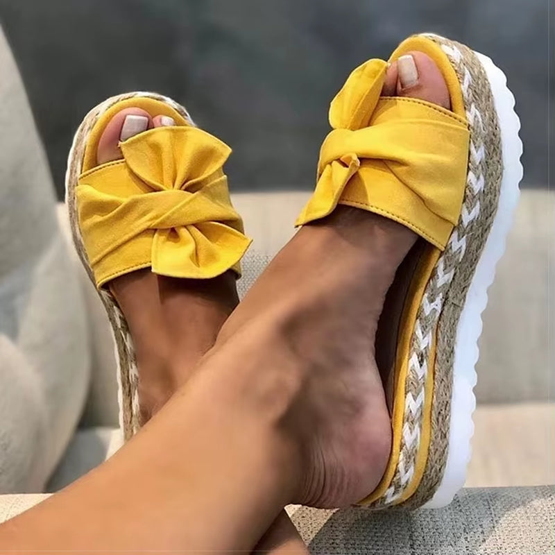 Women Sandals Rosette Platform Sandals Summer Shoes Women Wedge Sandalias Mujer Slides Bige Size Wedges Heels Sandals Footwear